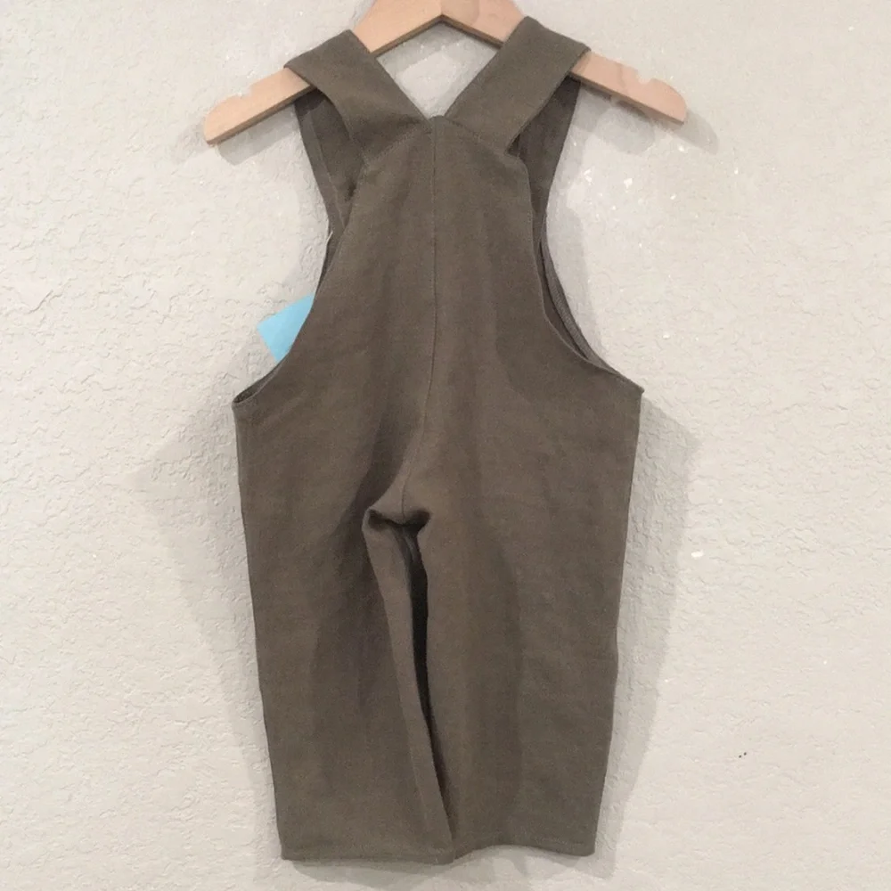 Overalls 100% Linen Baby 6M‎ Green Designer Minimalist Unisex Mom and Pop’s Kids